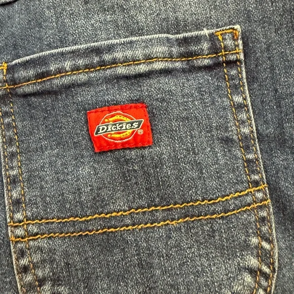 NEW Dickies Girls Size M 8-10 Blue Denim Short Overalls - Picture 5 of 6